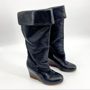 UGG Leather Wedge Boot Fur Lining High Boots